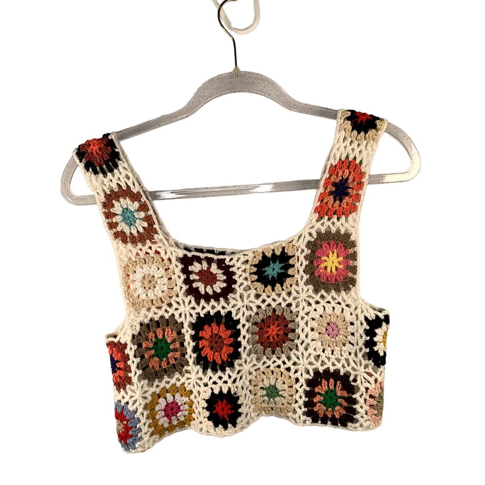 Multi-color Knitted Stitching Sleeveless Tank Top S